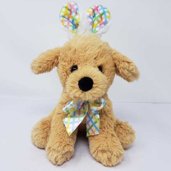 Toys | Hug Fun Puppy Light Tan Pastel Bow Bunny Ears Plush Stuffed ...
